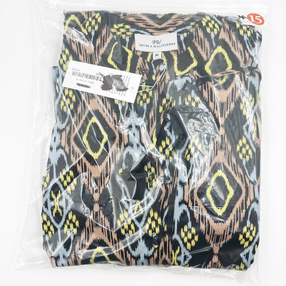 Never A Wallflower Kelli Midi Dress in Black IKAT Long Sleeve NEW NWT Small S - Picture 7 of 7